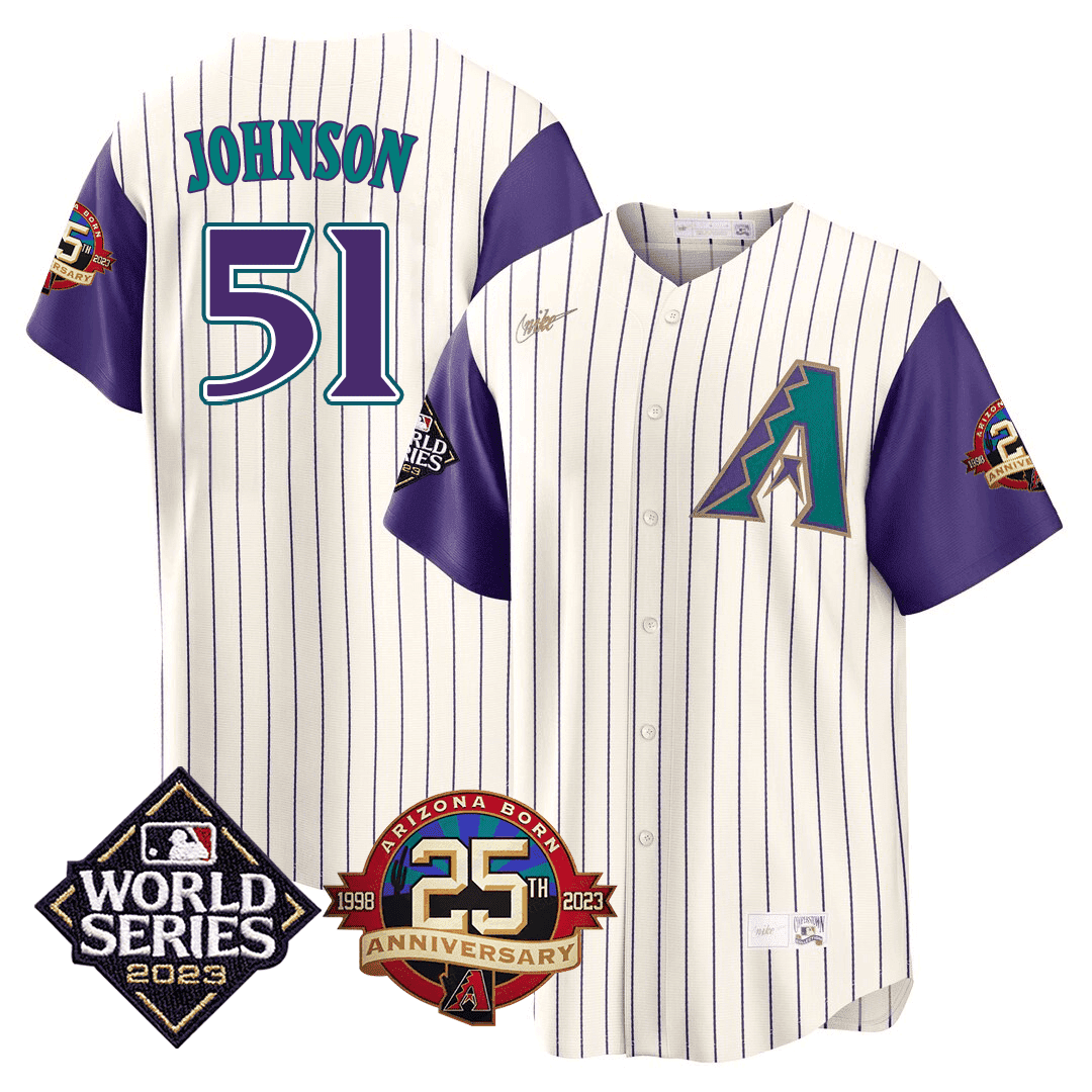 Randy Johnson Men's Arizona Diamondbacks 2023 World Series Patch Throwback Jersey - All Stitched
