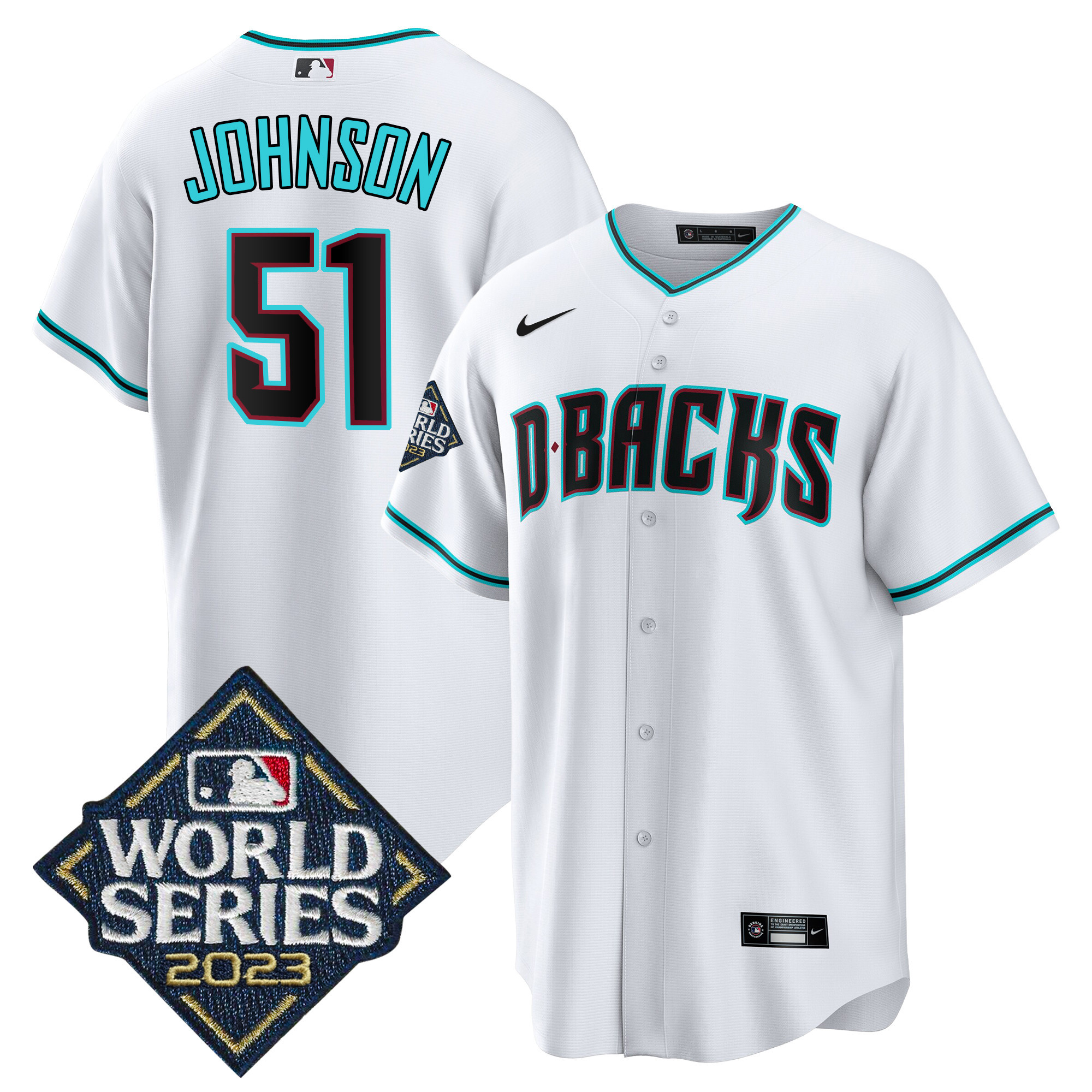 Randy Johnson Men's Arizona Diamondbacks White 2023 World Series Cool White Jersey - All Stitched