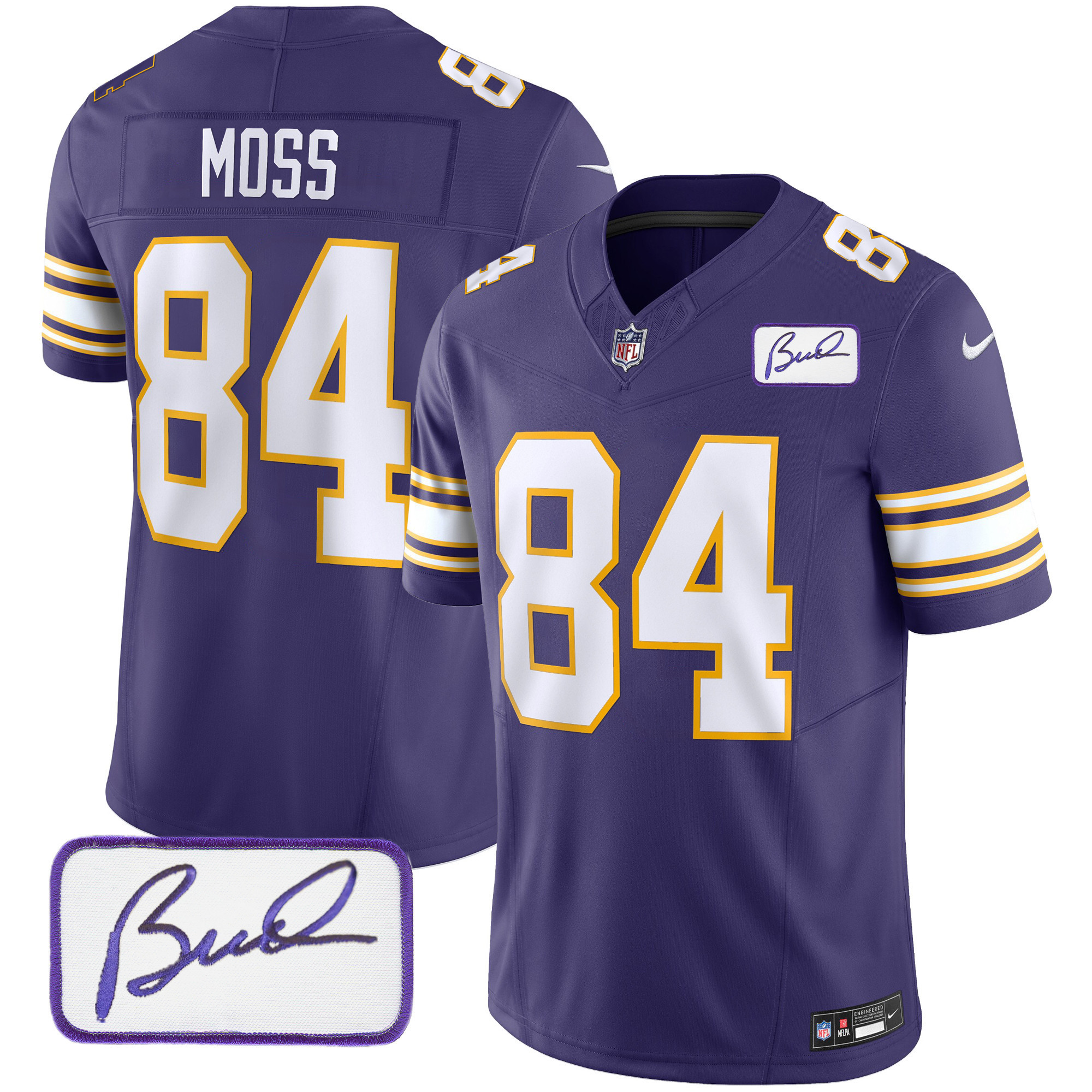 Randy Moss Men's Minnesota Vikings Bud Grant Patch Classic Limited Purple Jersey - All Stitched