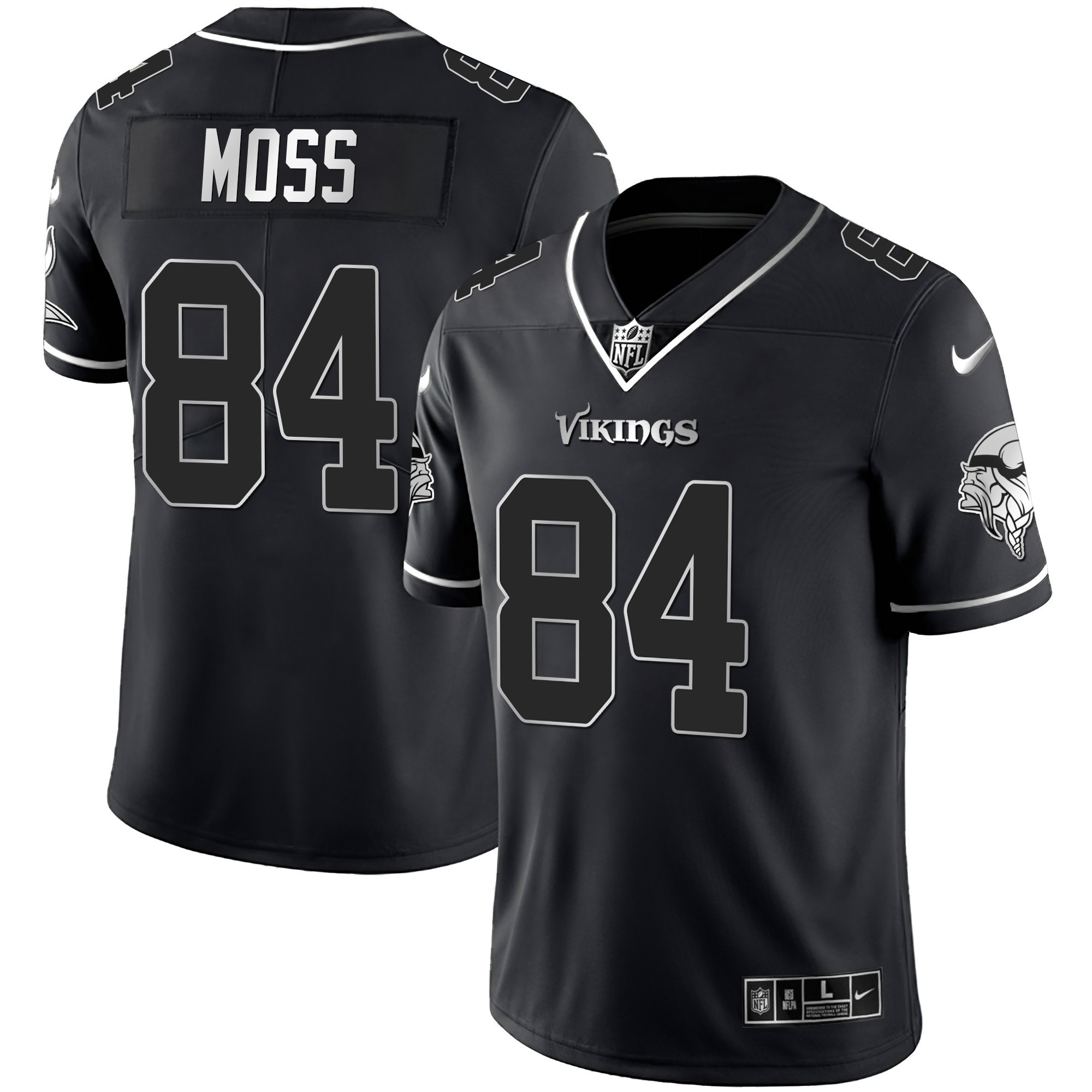 Randy Moss Men's Minnesota Vikings Gold & Purple Black Silver Jersey - All Stitched