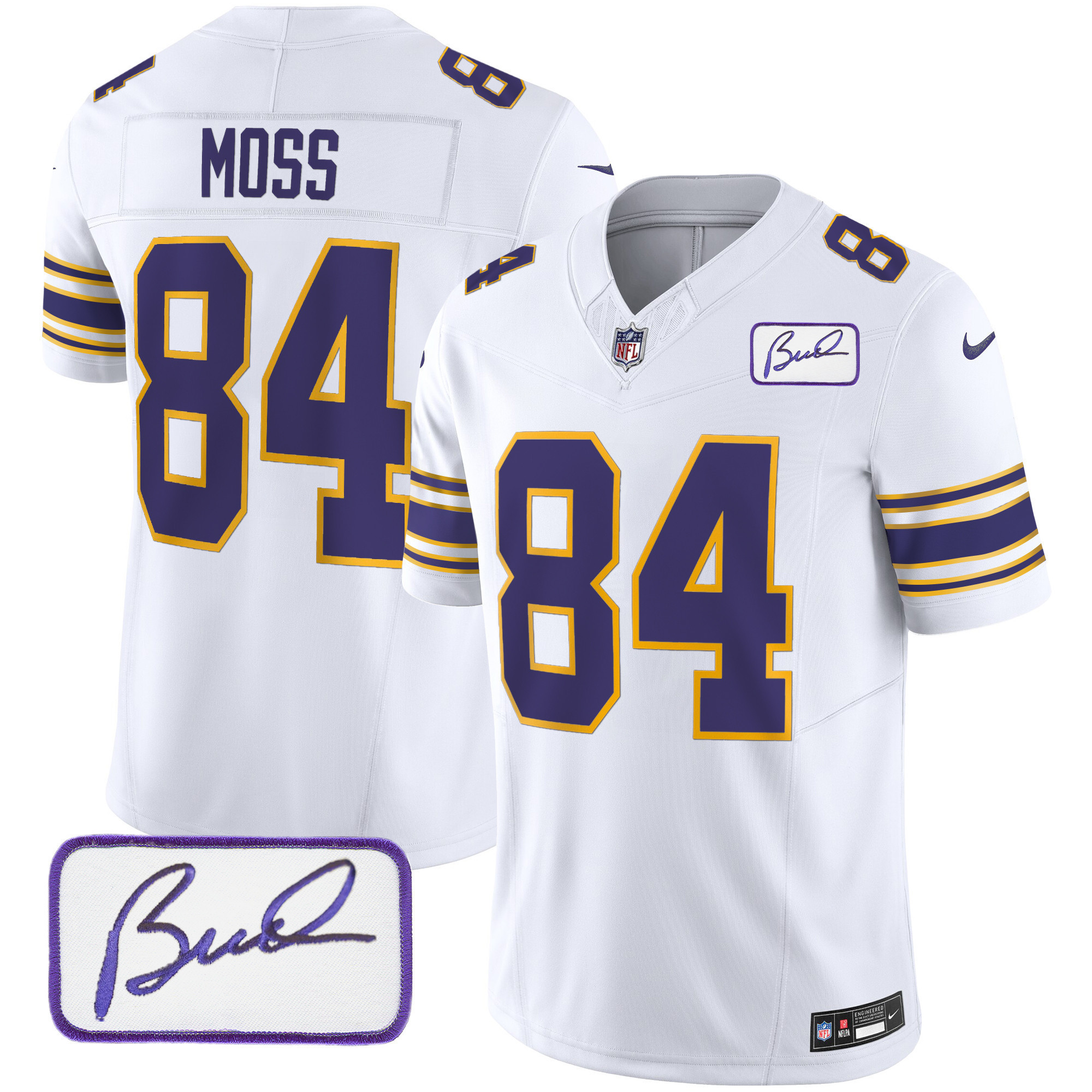 Randy Moss Youth's Minnesota Vikings Bud Grant Patch Classic Limited White Jersey - All Stitched