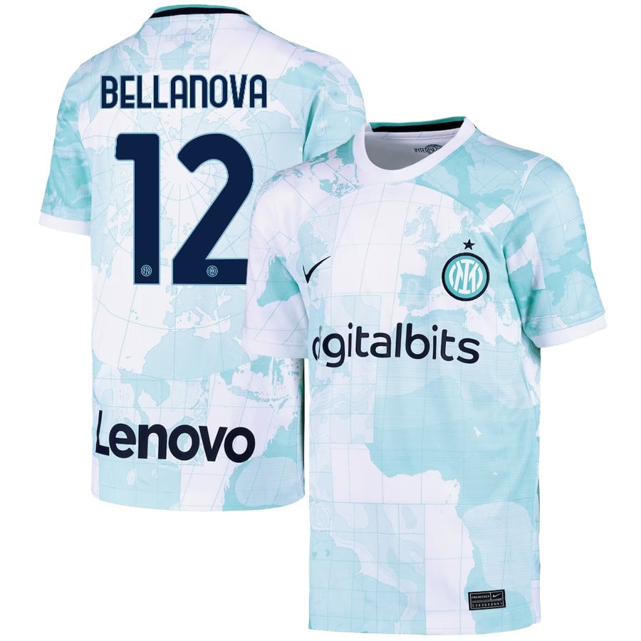 Raoul Bellanova 12 Inter Milan 2022/23 Away Jersey – Youth, Light Green