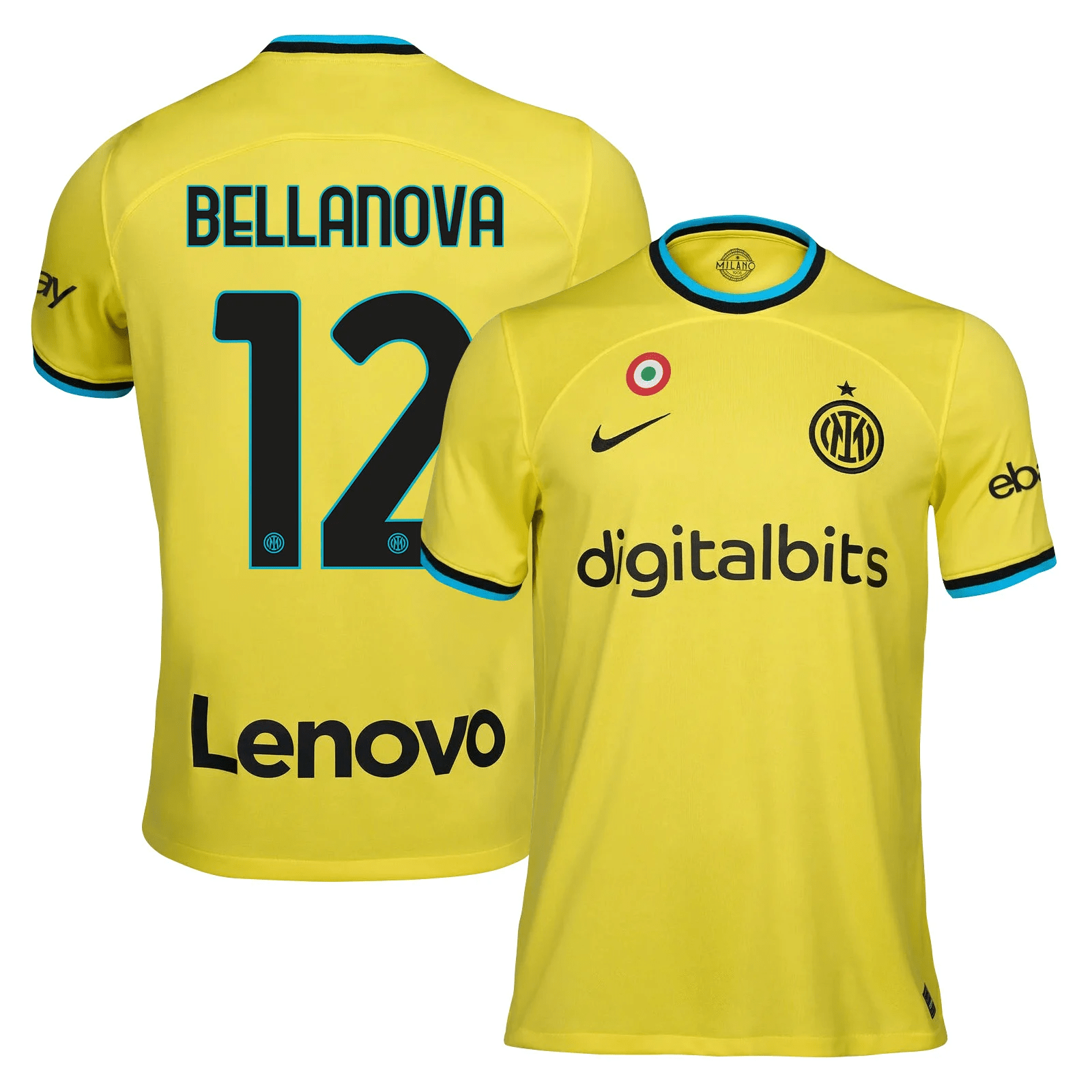 Raoul Bellanova 12 Inter Milan 2022/23 Third Men Jersey – Yellow