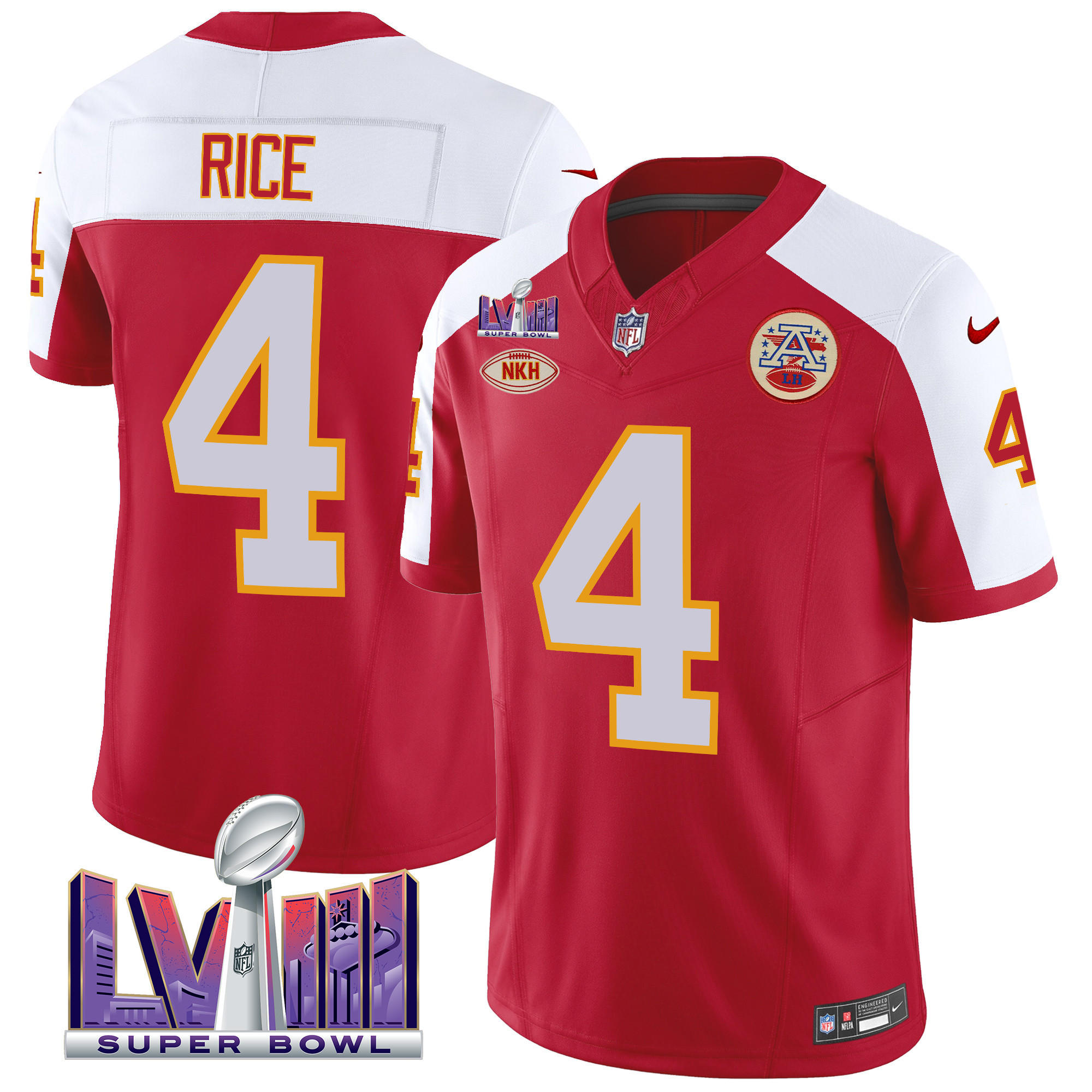 Rashee Rice Men's Kansas City Chiefs Throwback Super Bowl LVIII Vapor Alternate Jersey - All Stitched 