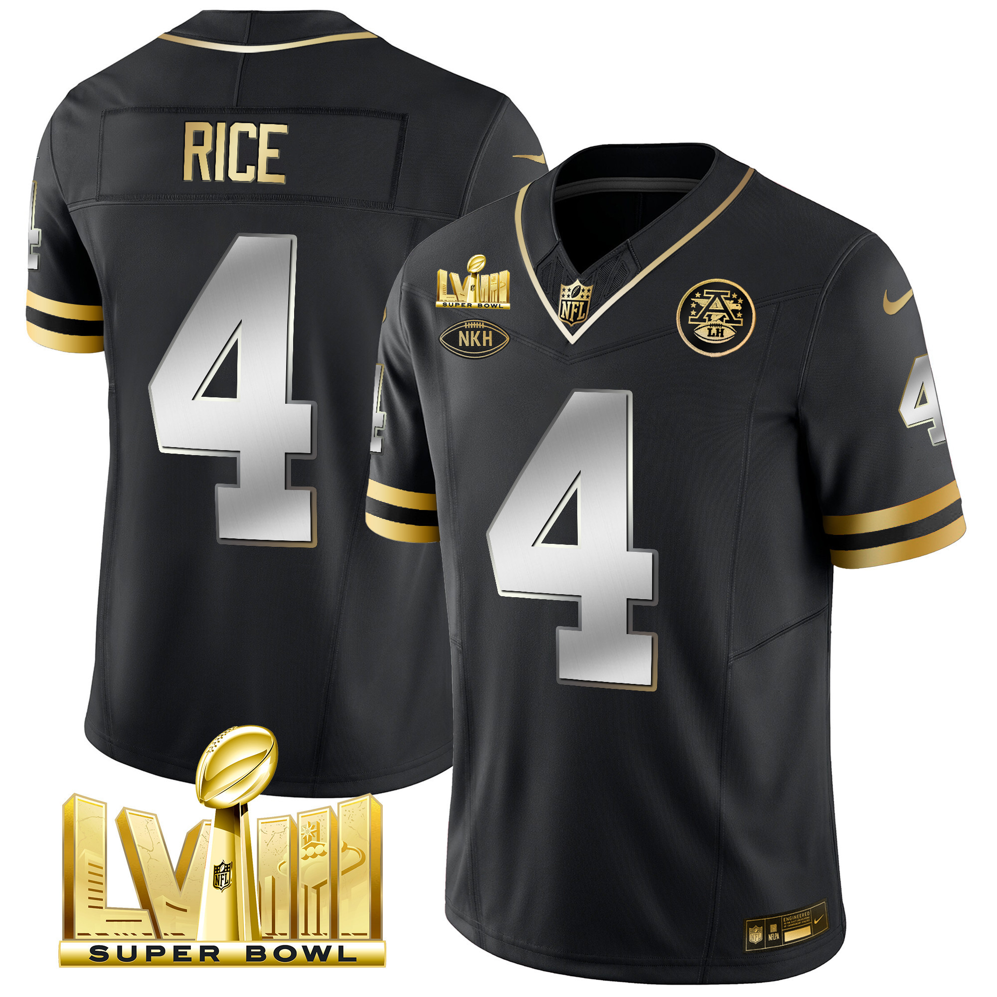 Rashee Rice Men's Kansas City Chiefs Throwback Super Bowl LVIII Vapor Black Limited Jersey - All Stitched 
