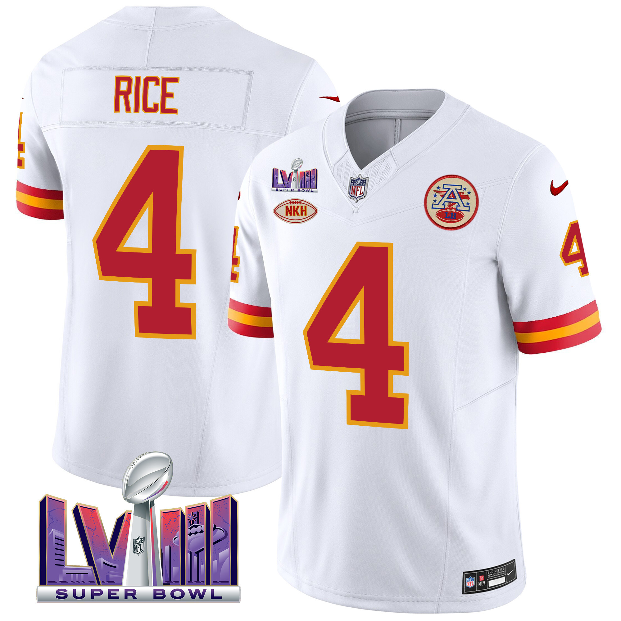 Rashee Rice Men's Kansas City Chiefs Throwback Super Bowl LVIII Vapor White Jersey - All Stitched 