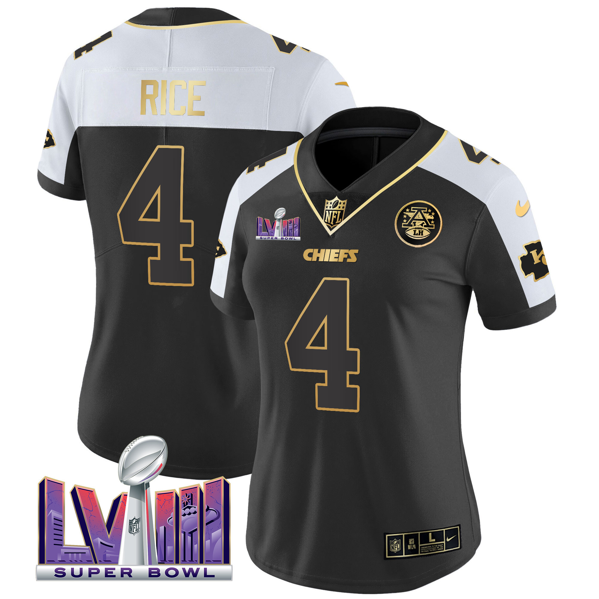 Rashee Rice Women's Kansas City Chiefs Super Bowl LVIII Patch Vapor Alternate Jersey - All Stitched 