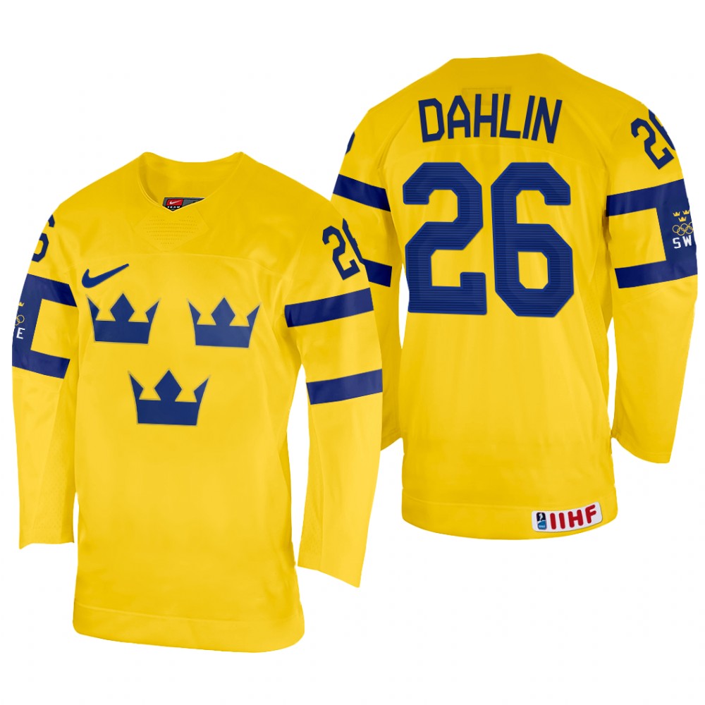 Rasmus Dahlin Sweden  Yellow Home Jersey 2022 IIHF World Championship
