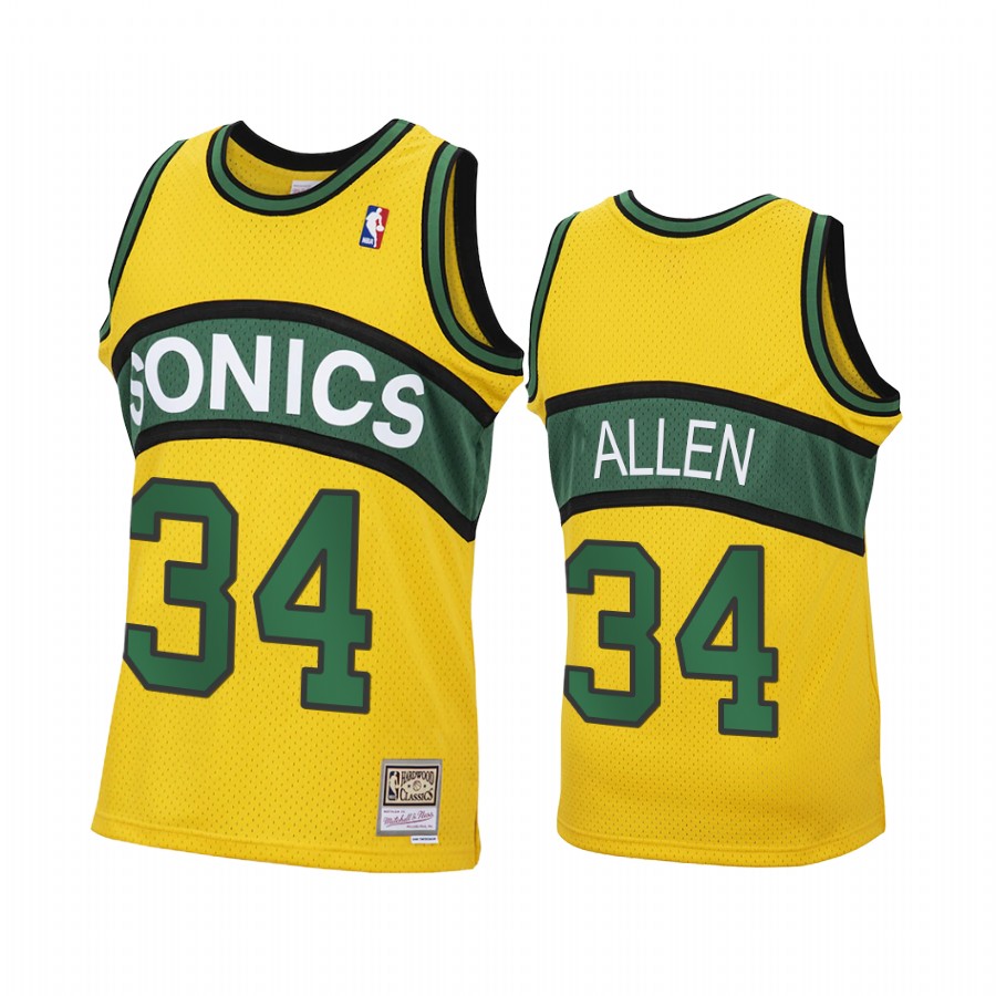 Ray Allen Seattle SuperSonics Yellow Jersey Reload Hardwood Classics