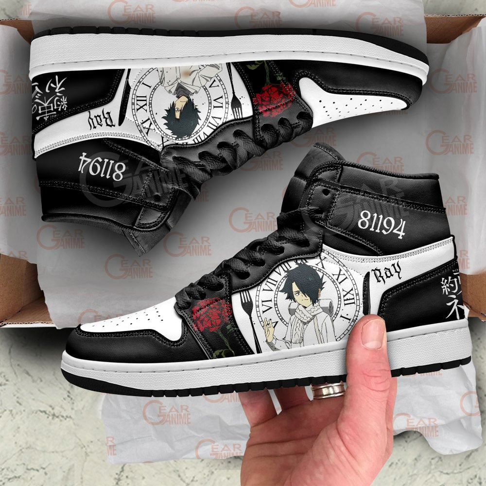 Ray JD1s Sneakers The Promised Neverland Anime Shoes, Air Jordan Hightop