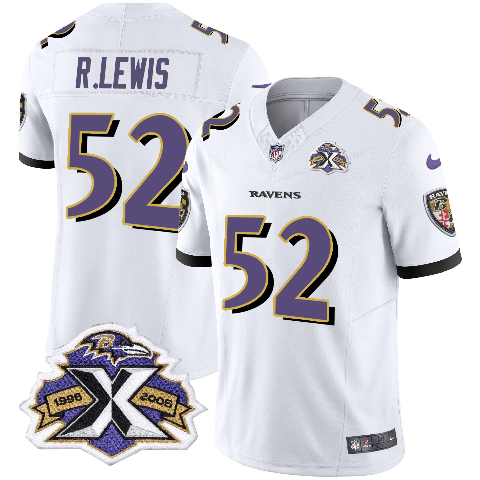 Ray Lewis Men's Baltimore Ravens 2005 Throwback Black Vapor Limited White Jersey All Stitched