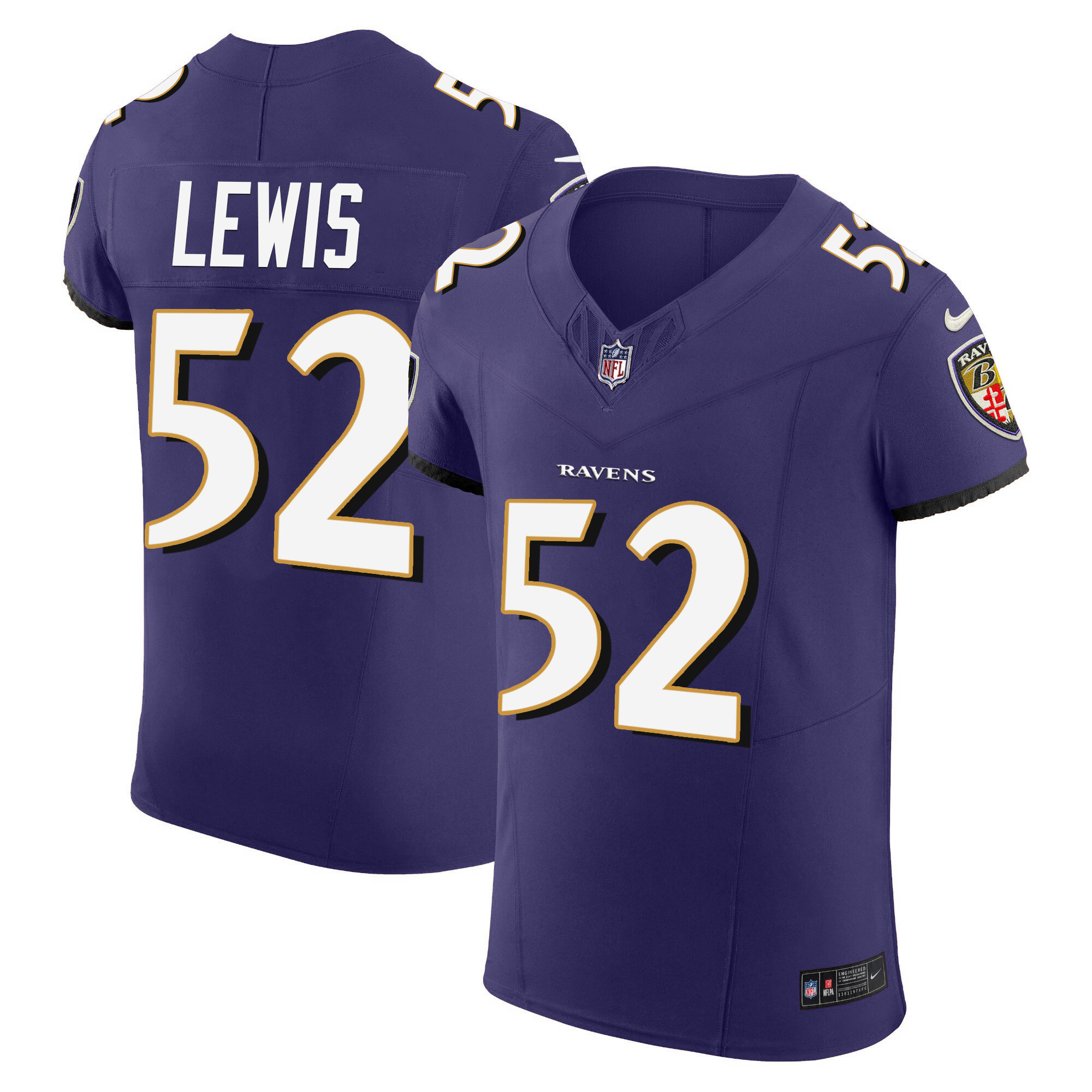 Ray Lewis Men's Baltimore Ravens Vapor Elite Purple Jersey All Stitched