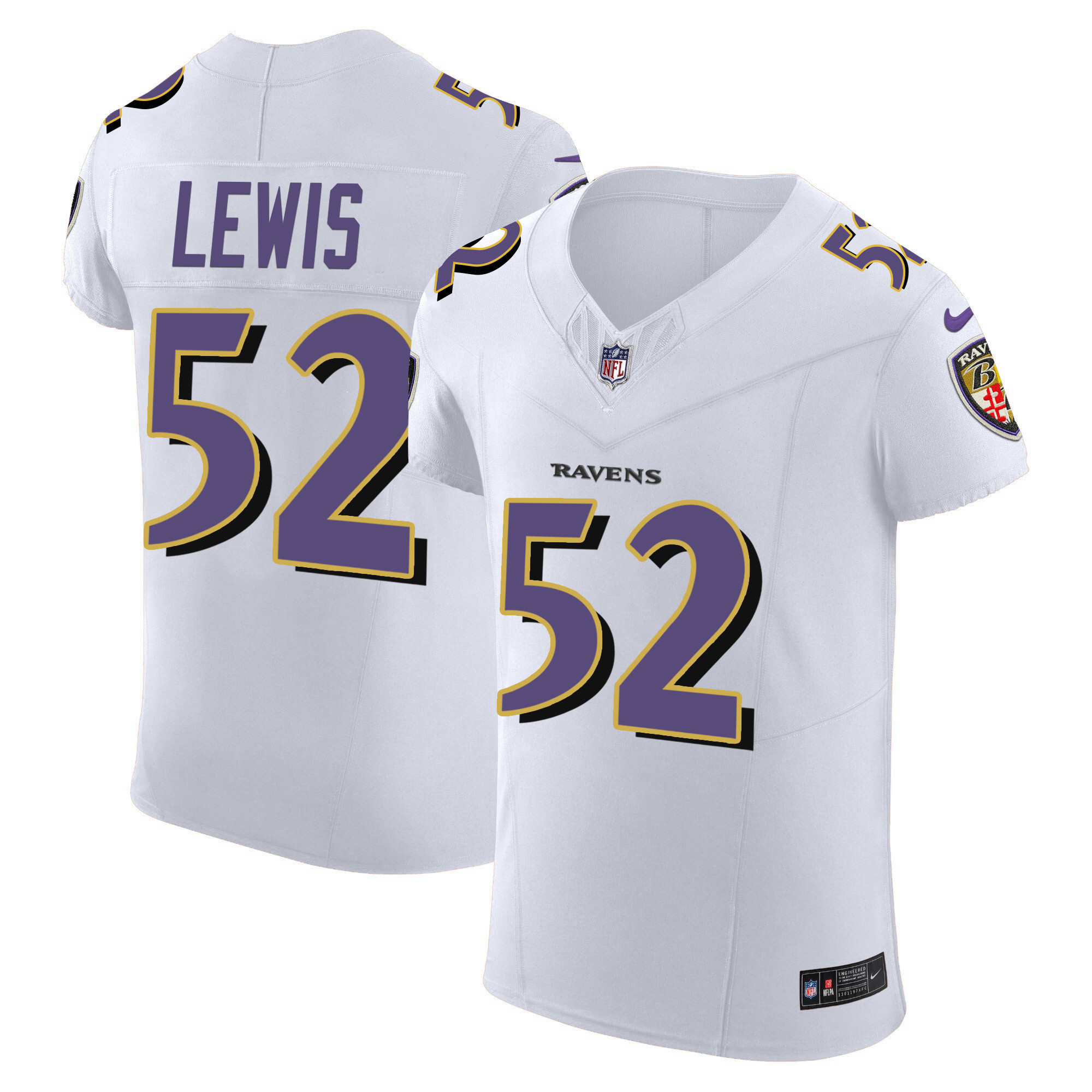 Ray Lewis Men's Baltimore Ravens Vapor Elite White Jersey All Stitched