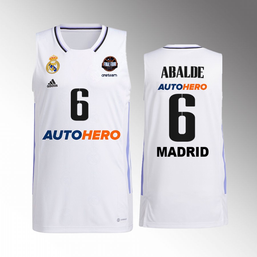 Real Madrid Alberto Abalde 11th Euroleague Champions White Jersey #6 Home Shirt