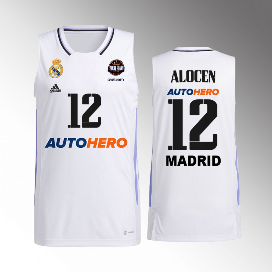 Real Madrid Carlos Alocen 11th Euroleague Champions White Jersey #12 Home Shirt