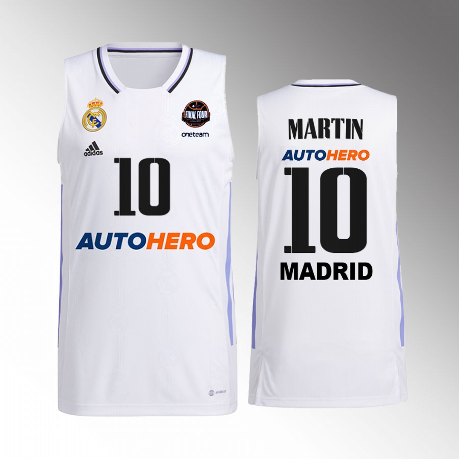 Real Madrid Fernando Martin 11th Euroleague Champions White Jersey #10 Home Shirt
