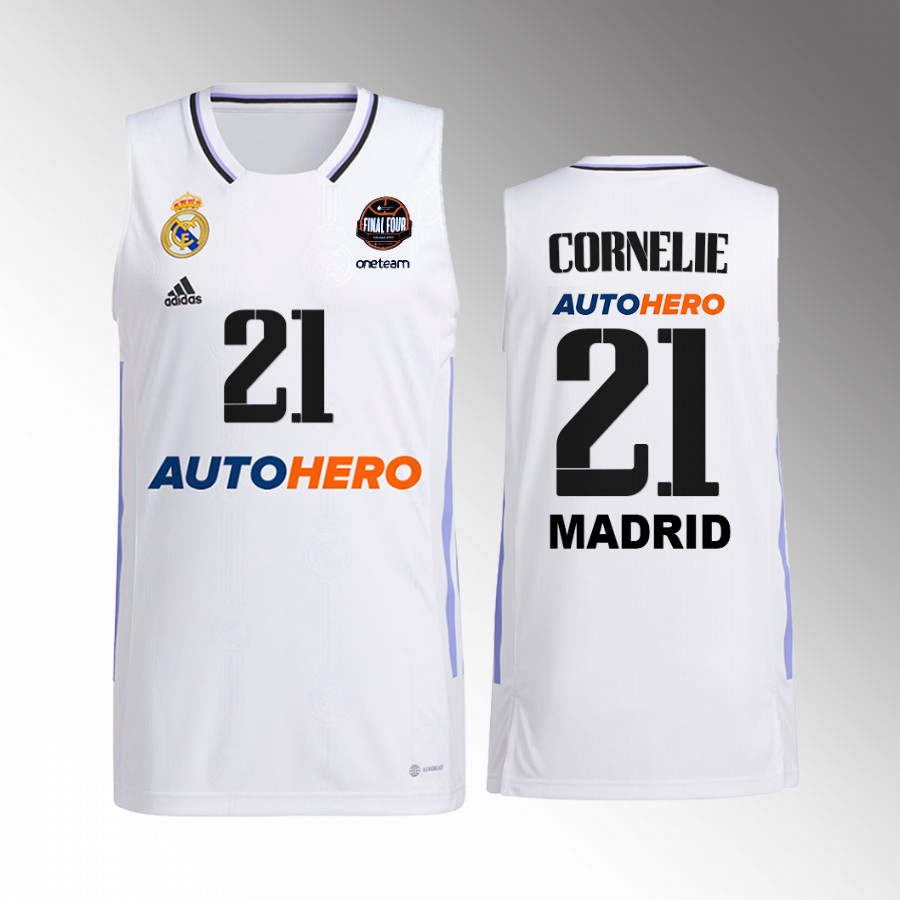 Real Madrid Petr Cornelie 11th Euroleague Champions White Jersey #21 Home Shirt