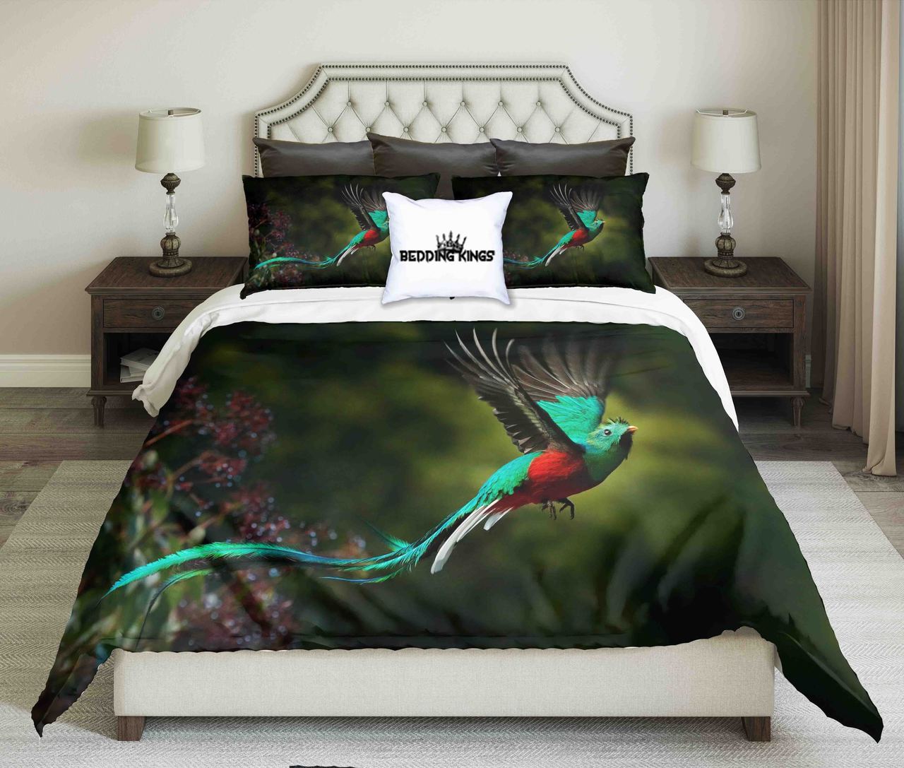 Realistic Colourful Bird Design Kings 3D Customized Duvet Cover Bedding Set