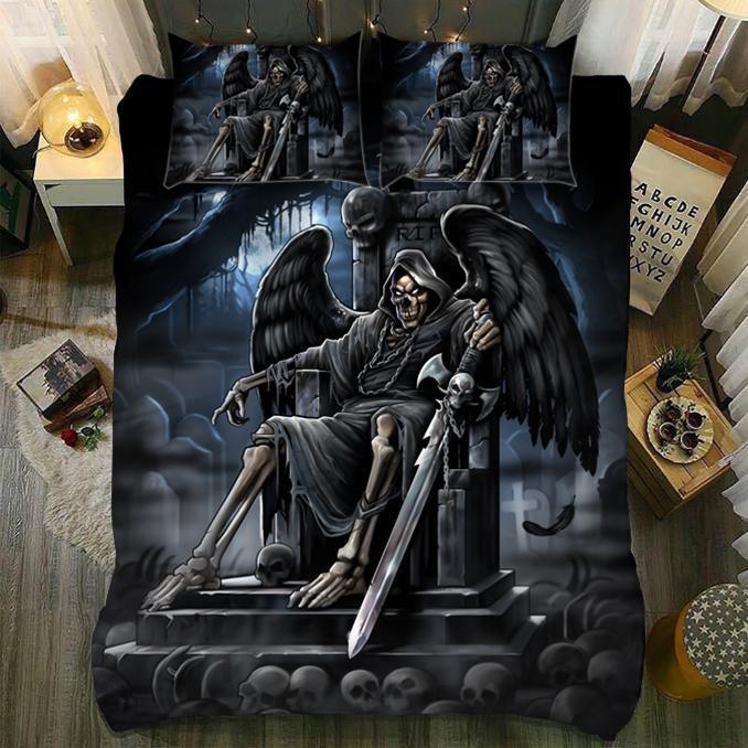 Reaper By Night Skull 3D Customized Duvet Cover Bedding Set