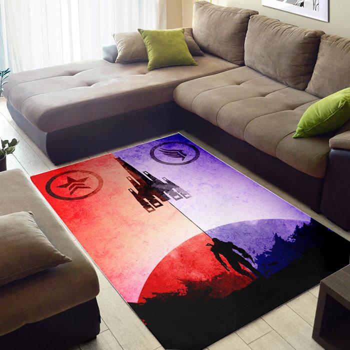 Red and Blue Mass Effect of Zelda Rectangle Rug – Custom Size And Printing