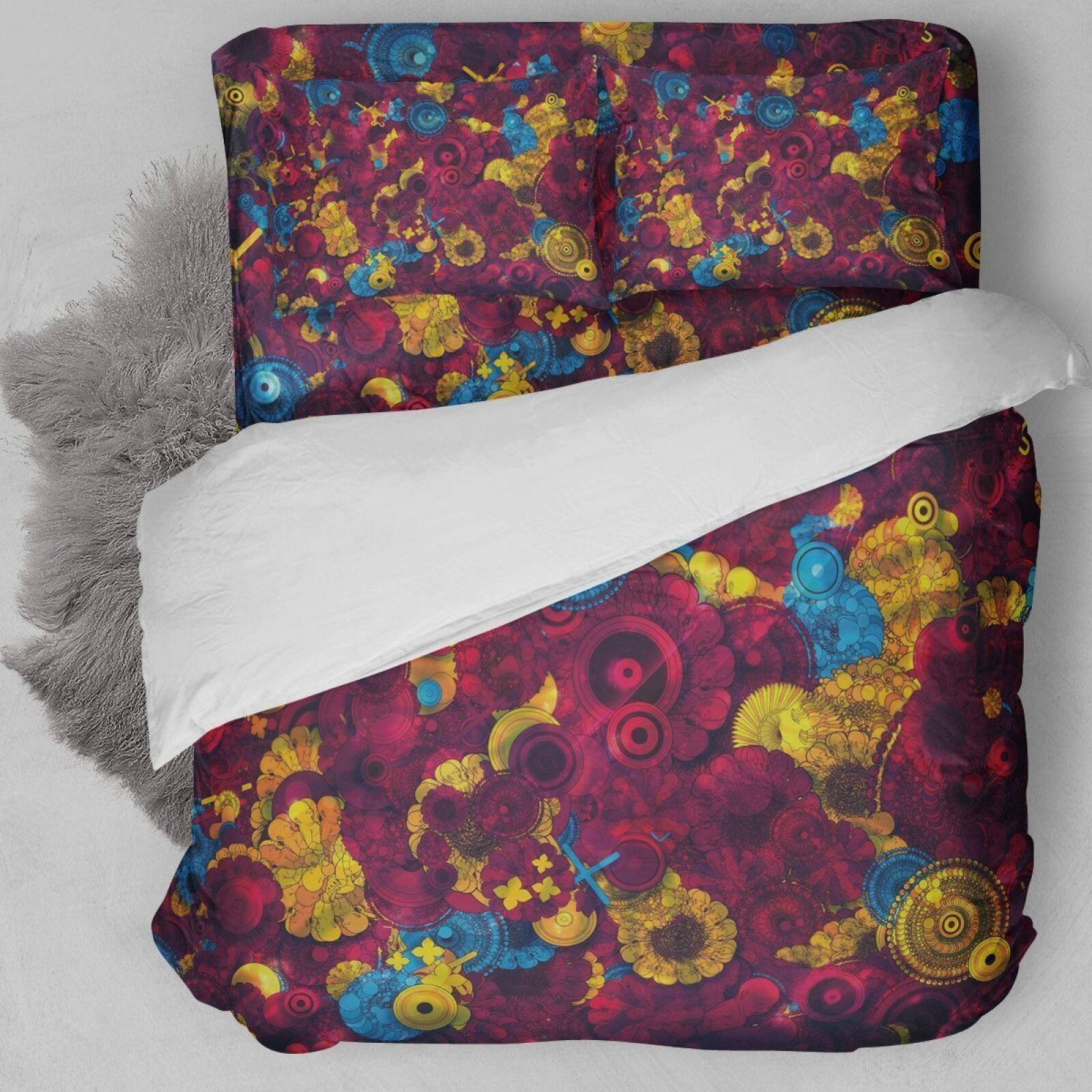 Red Bohemian Flower Duvet Cover Bedding Set