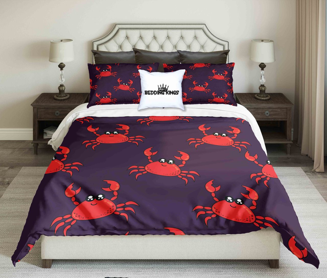 Red Crabs Design Kings 3D Customized Duvet Cover Bedding Set