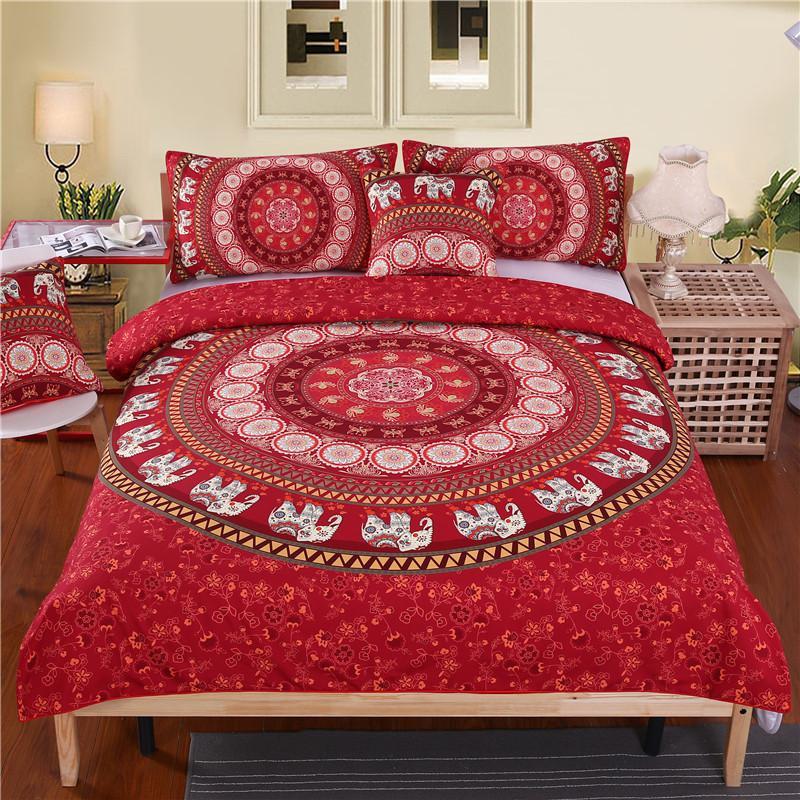 Red Elephant Mandala 3D Customized Duvet Cover Bedding Set