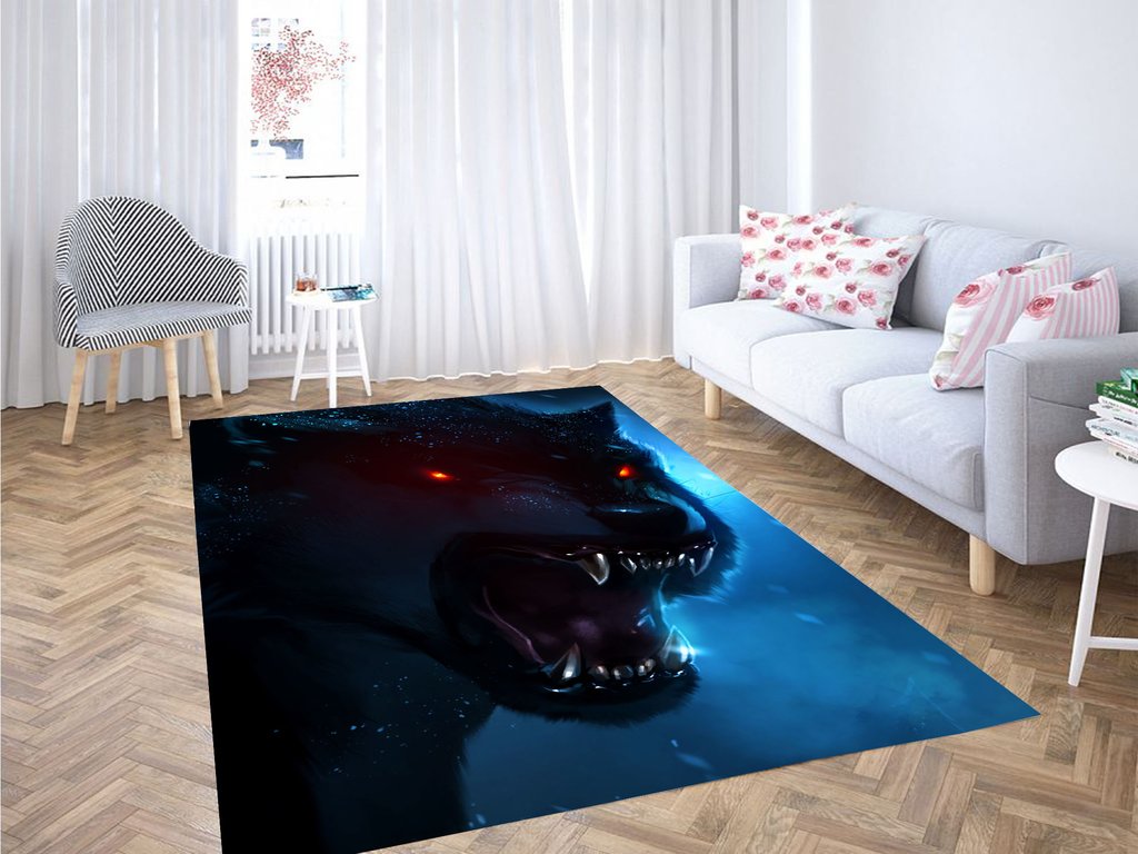 Red Eyes Wolf Living Room Modern Carpet Rectangle Rug
