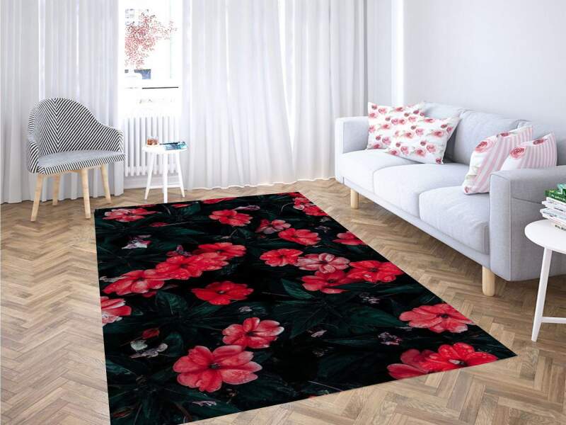 Red Flowe Carpet Rectangle Rug