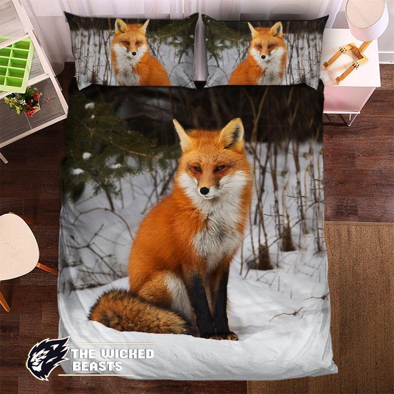 Red Fox 3D Customized Duvet Cover Bedding Set