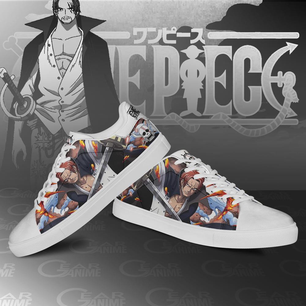Red Hair Shanks Skate Shoes One Piece Custom Anime Shoes