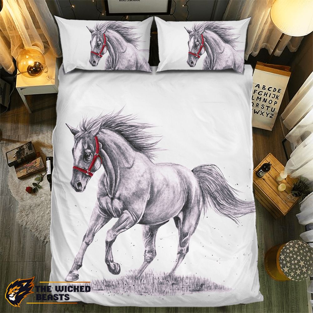 Red Harness Horse 3D Customized Duvet Cover Bedding Set