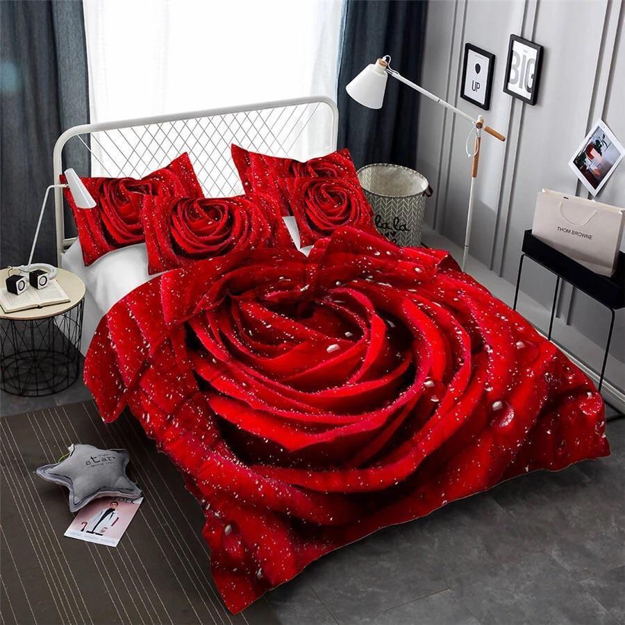 Red Rose 3D Customized Duvet Cover Bedding Set