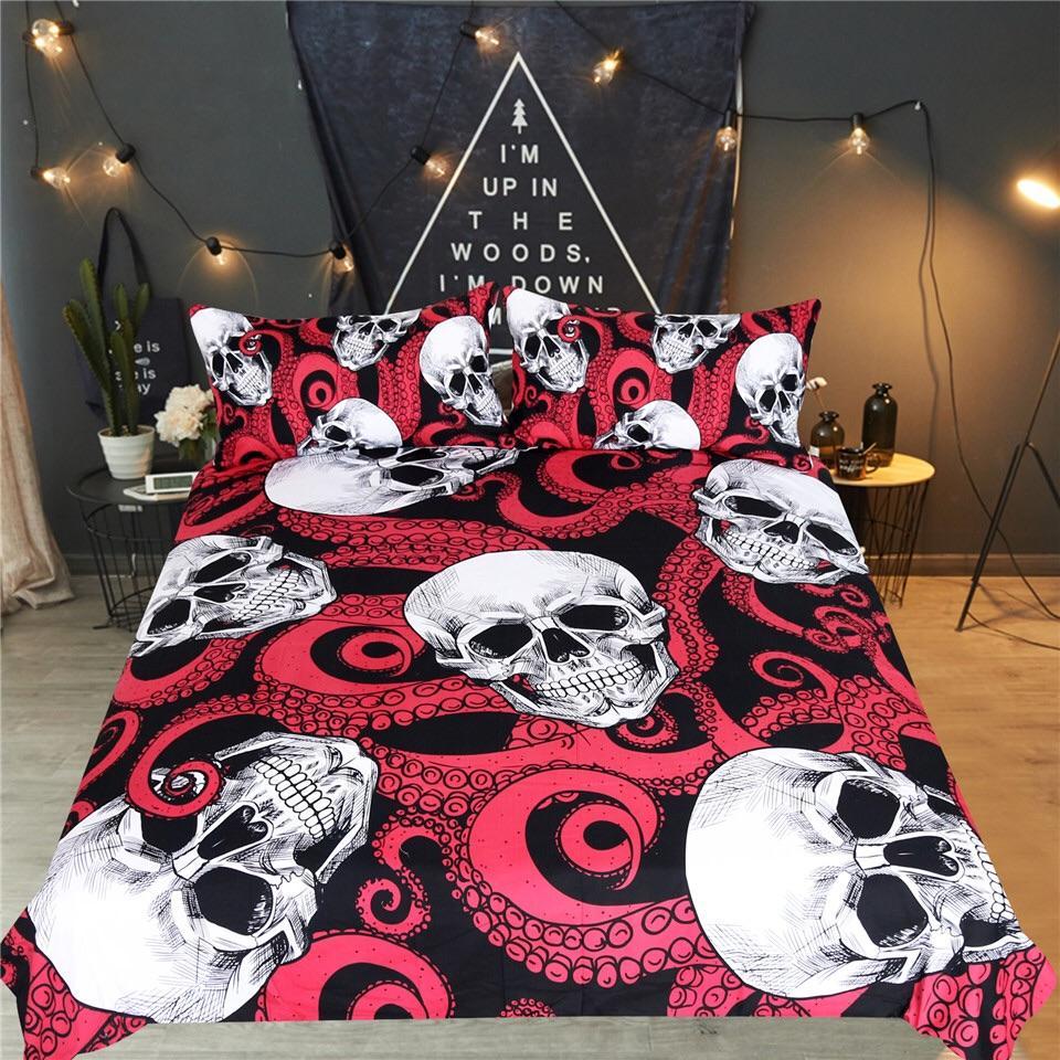 Red Tentacles Octopuskull 3D Customized Duvet Cover Bedding Set