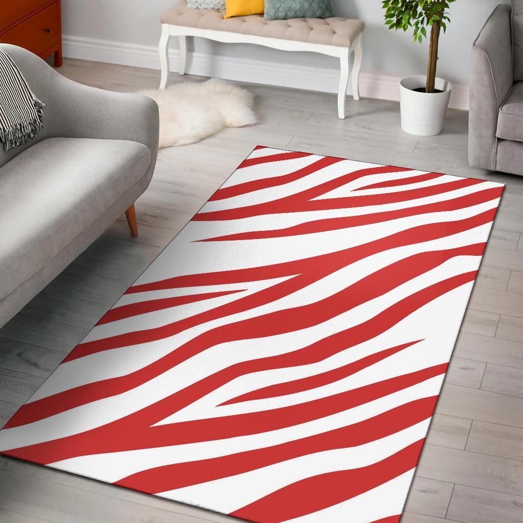 Red Zebra Pattern Area Rectangle Rug