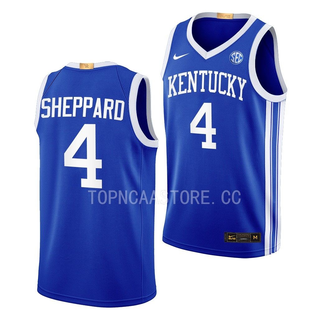 Reed Sheppard Kentucky Wildcats #4 Blue Away Jersey 2023 Classc