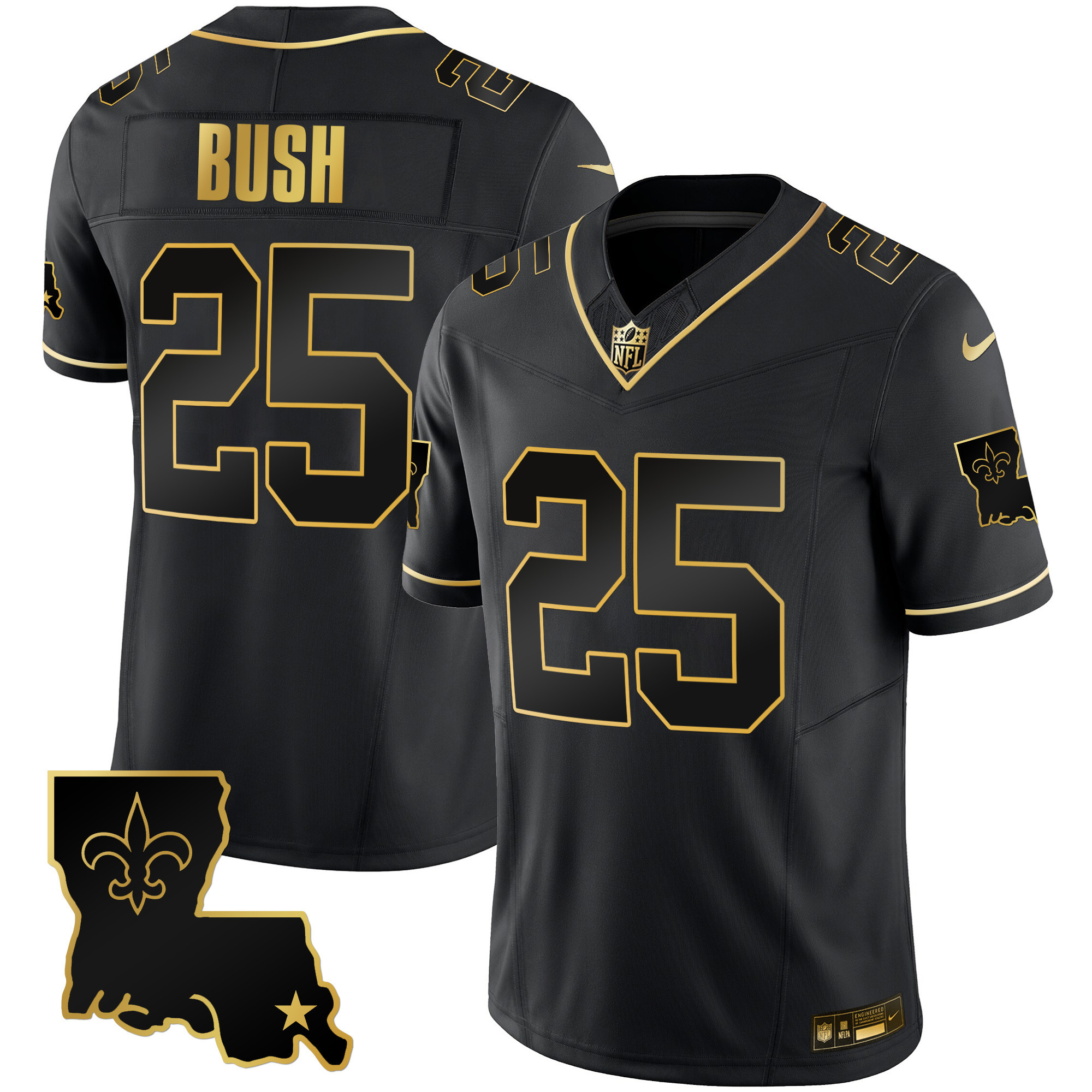 Reggie Bush Men's New Orleans Saints 1987 Legacy Gold Vapor Black Gold Jersey - All Stitched 
