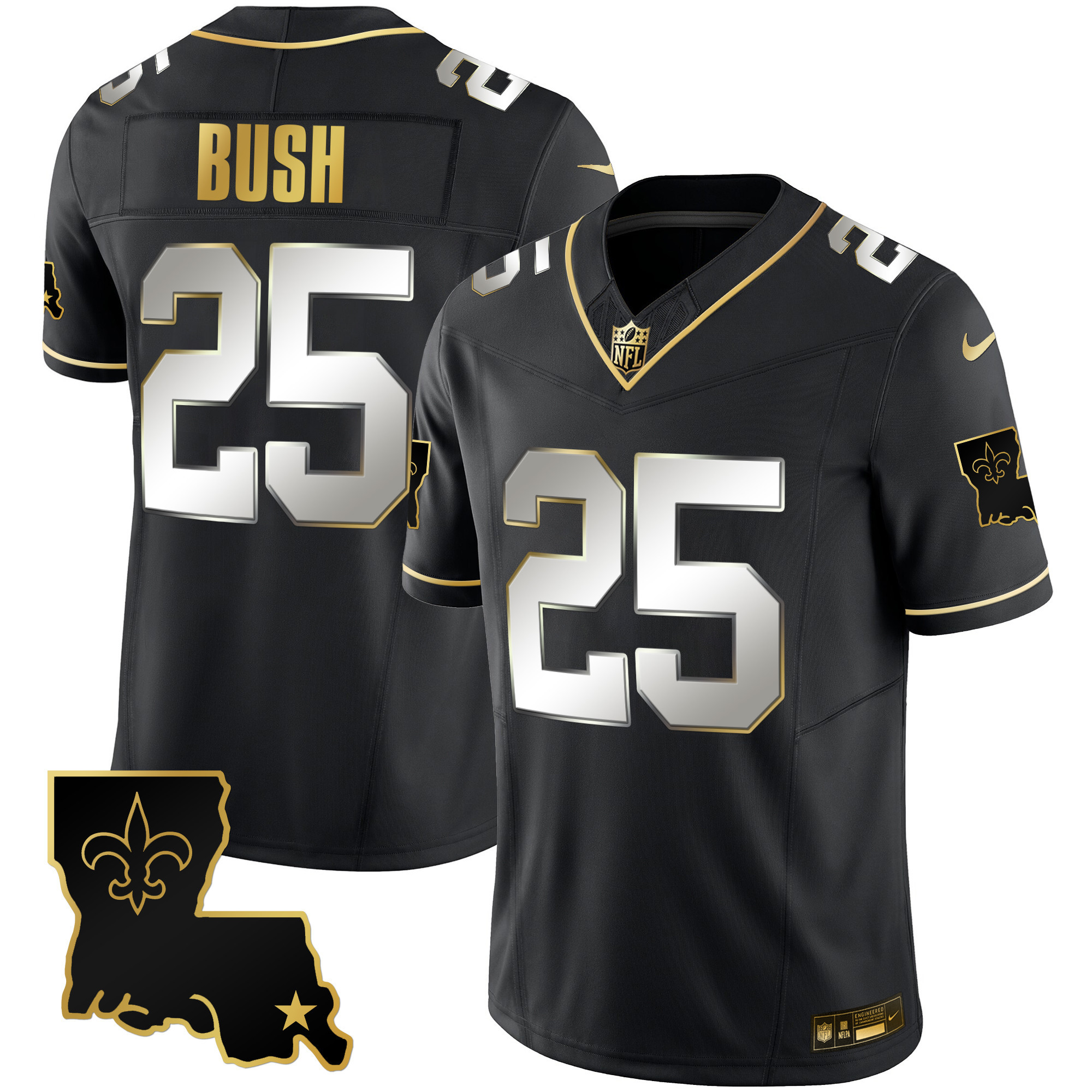 Reggie Bush Men's New Orleans Saints 1987 Legacy Gold Vapor Black Limited Jersey - All Stitched 