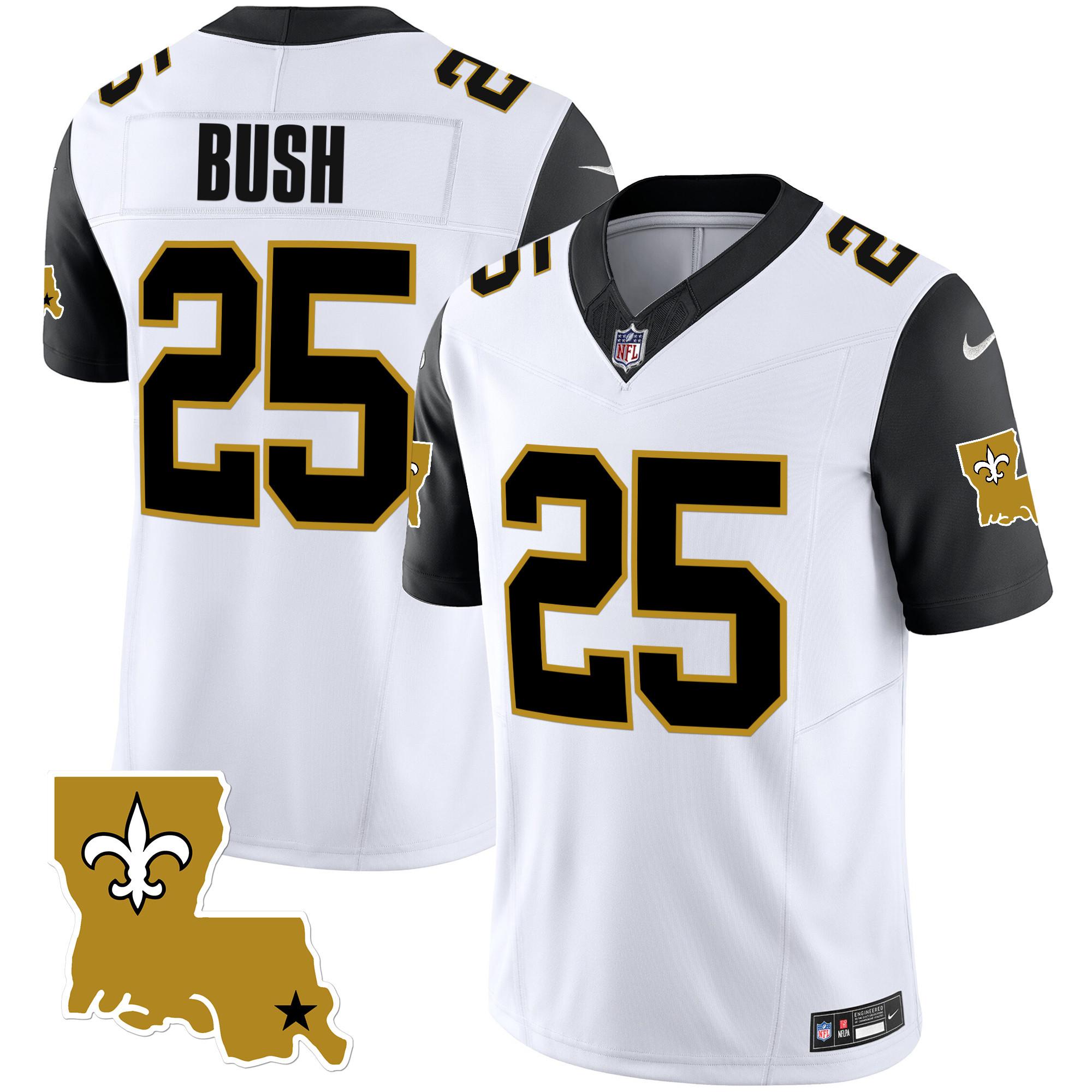 Reggie Bush Men's New Orleans Saints 1987 Legacy Vapor Black Sleeves Jersey - All Stitched 
