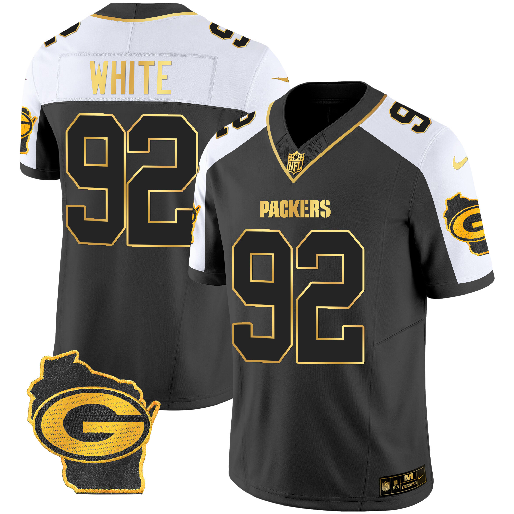 Reggie White Men's Green Bay Packers Home Patch Gold Vapor Alternate Jersey - All Stitched 