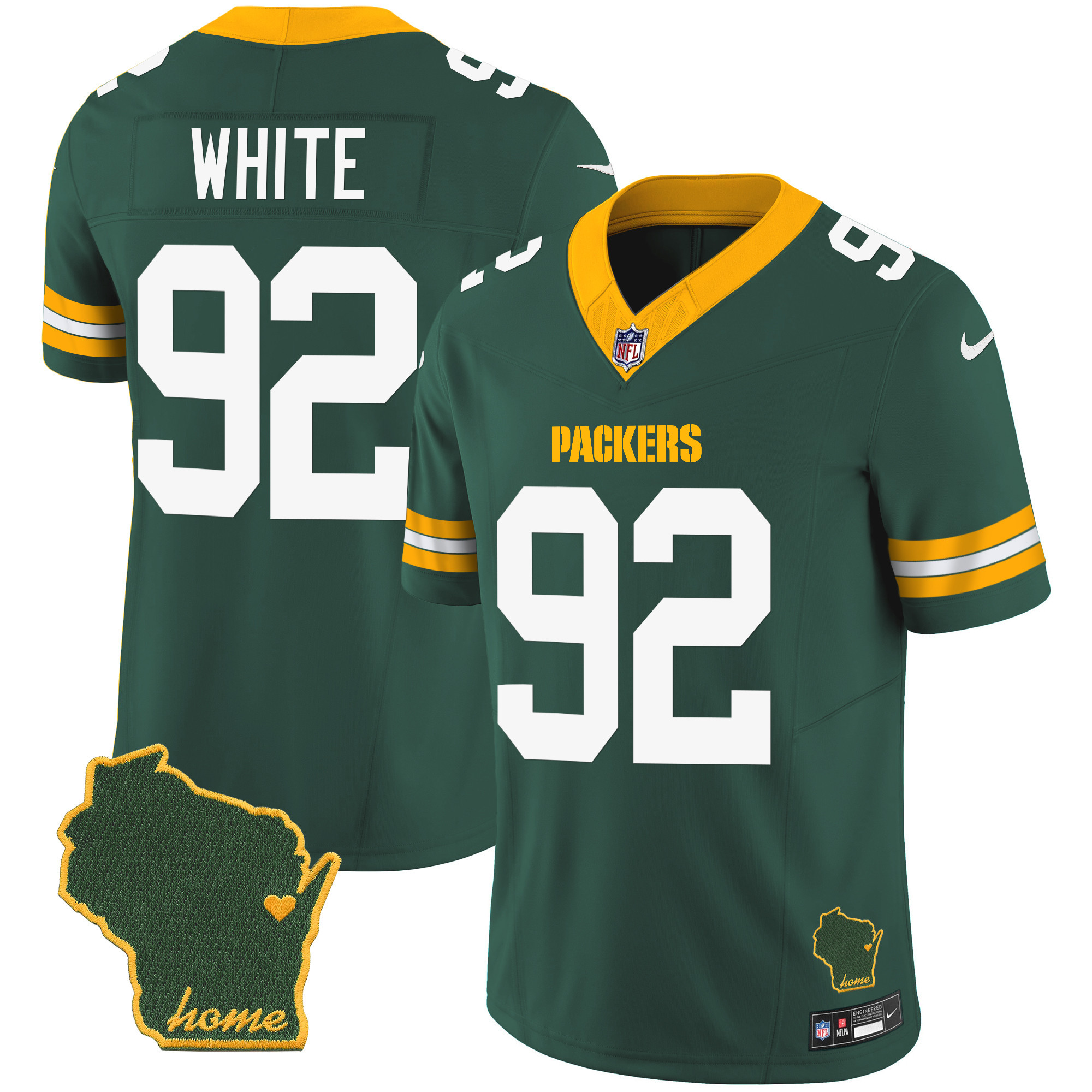 Reggie White Men's Green Bay Packers Home Patch Vapor Green Jersey - All Stitched 