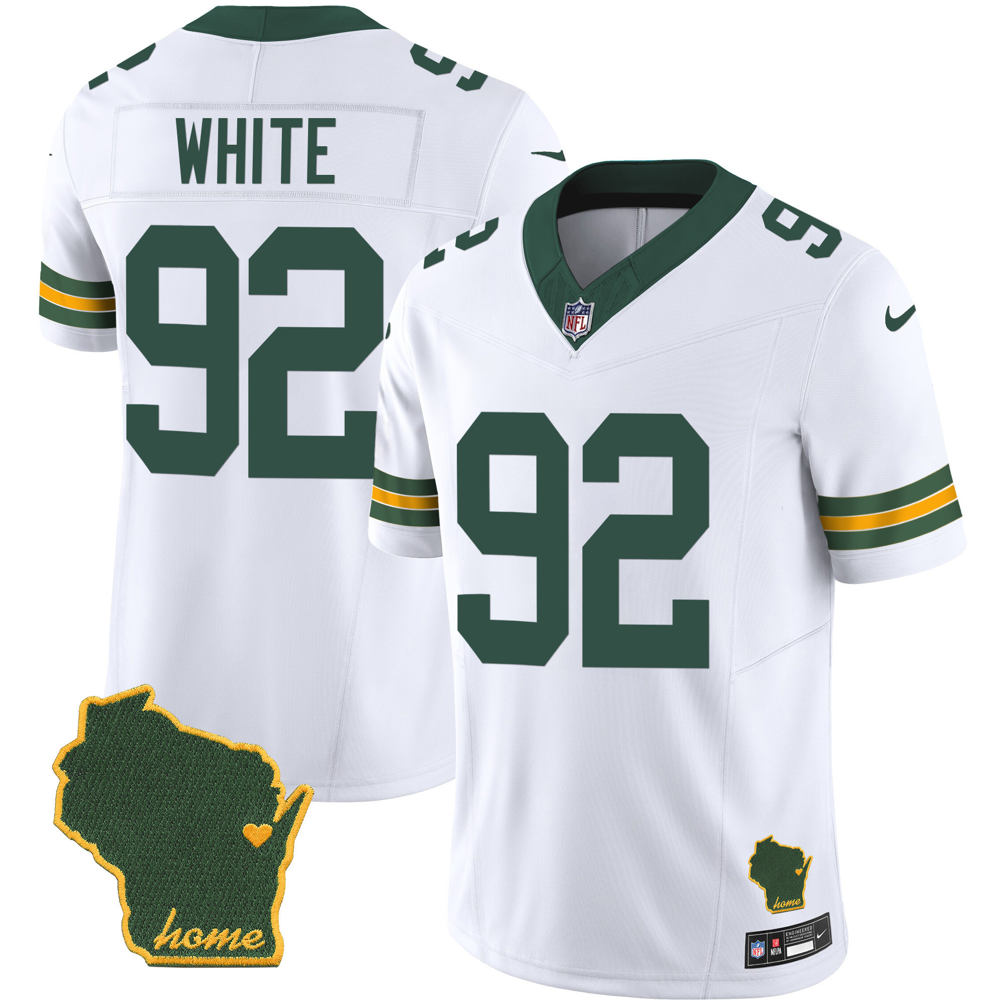 Reggie White Men's Green Bay Packers Home Patch Vapor White Jersey - All Stitched 