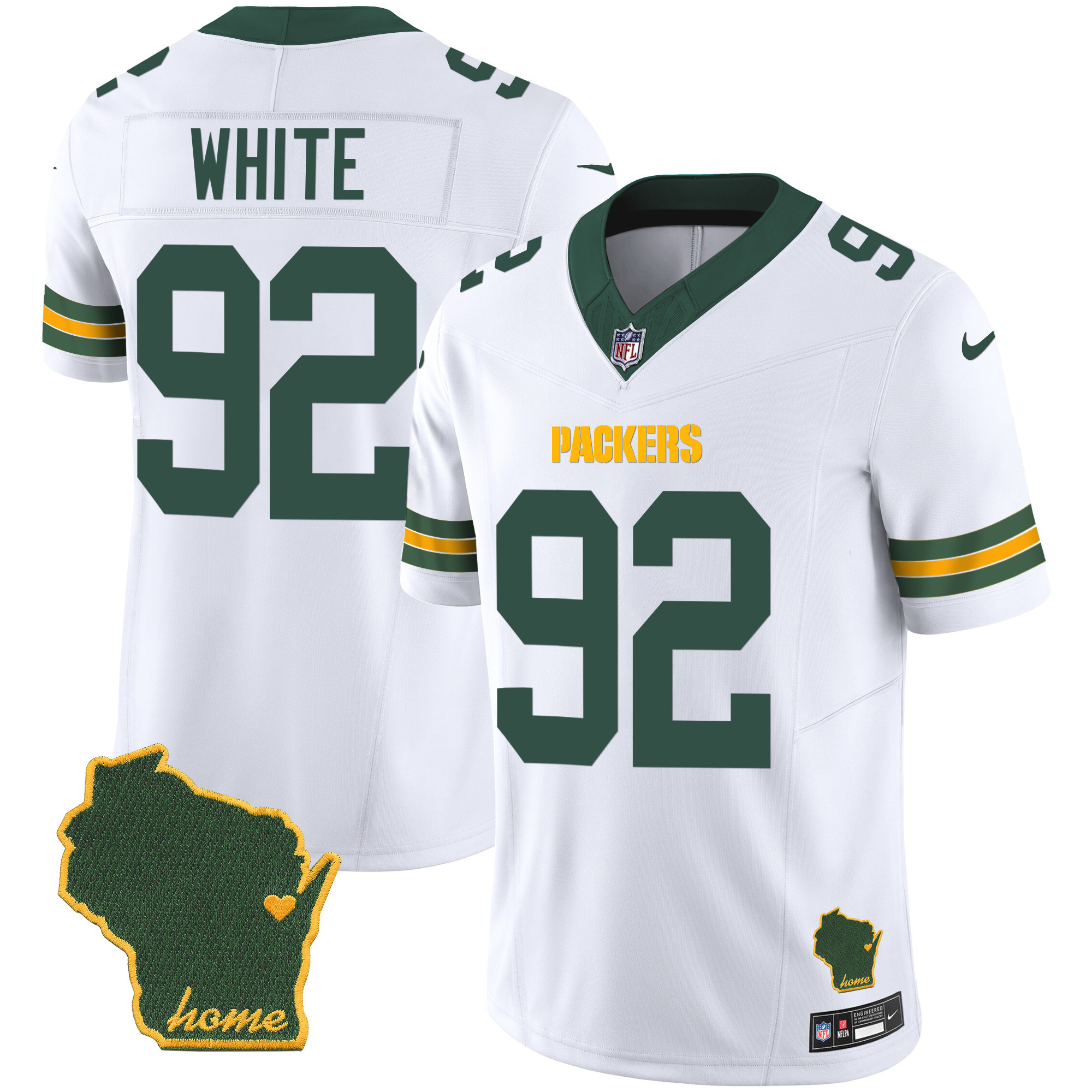 Reggie White Men's Green Bay Packers Home Patch Vapor White Jersey - All Stitched 