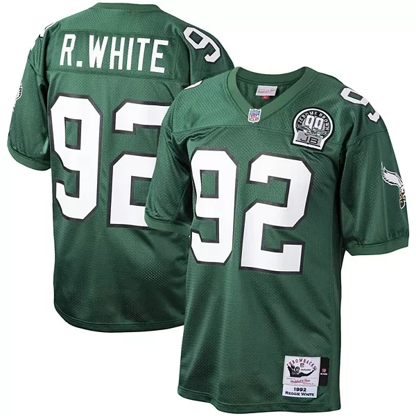 Reggie White Philadelphia Eagles Throwback Jerome Brown Patch Green Jersey - All Stitched
