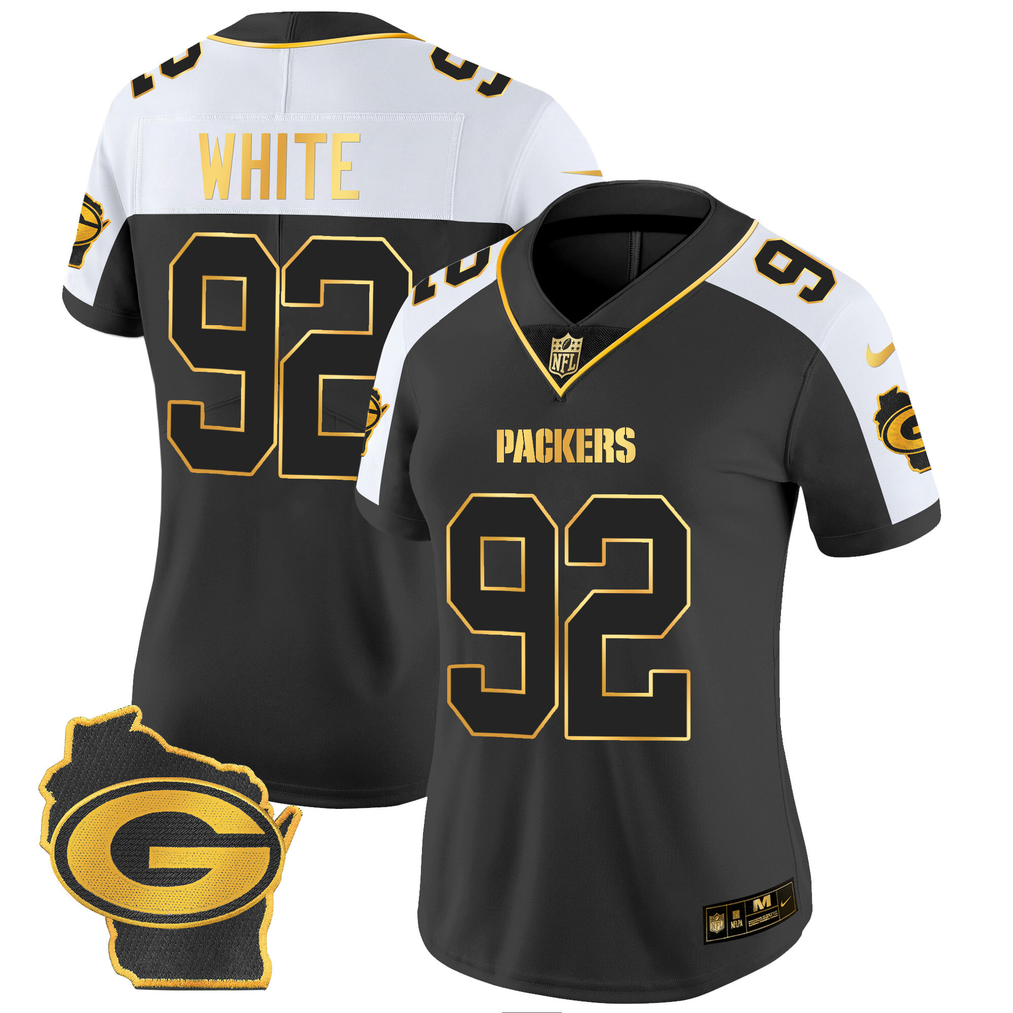 Reggie White Women's Green Bay Packers Home Patch Gold Vapor Alternate Jersey - All Stitched 
