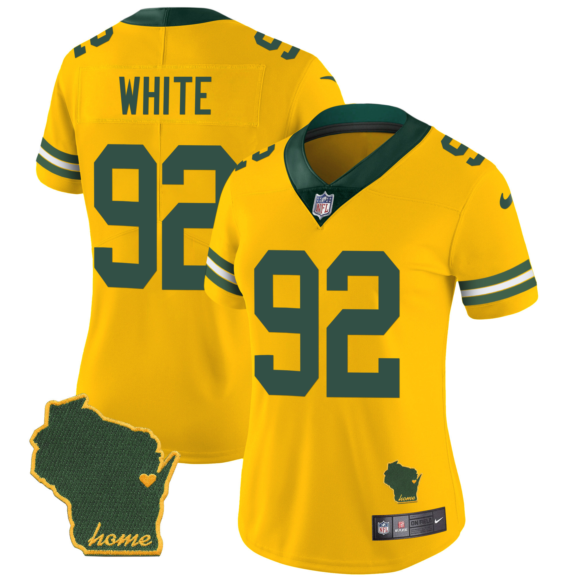 Reggie White Women's Green Bay Packers Home Patch Vapor Gold Jersey - All Stitched 