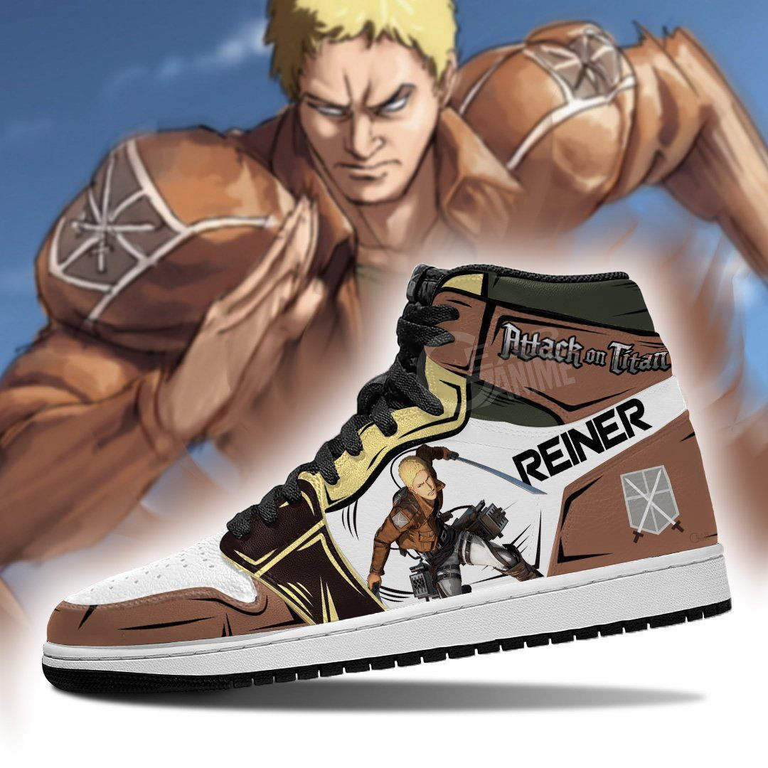 Reiner Braun Attack On Titan Anime 1 High Top Air Jordan Sneaker, Air Jordan Hightop