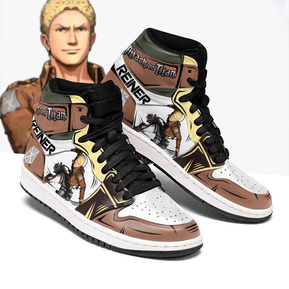 Reiner Braun Attack On Titan Anime 1 High Top Air Jordan Sneaker, Air Jordan Hightop