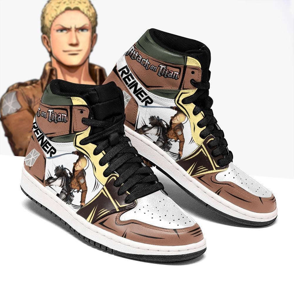 Reiner Braun JD1s Sneakers Attack On Titan Anime JD1s Sneakers, Air Jordan Hightop
