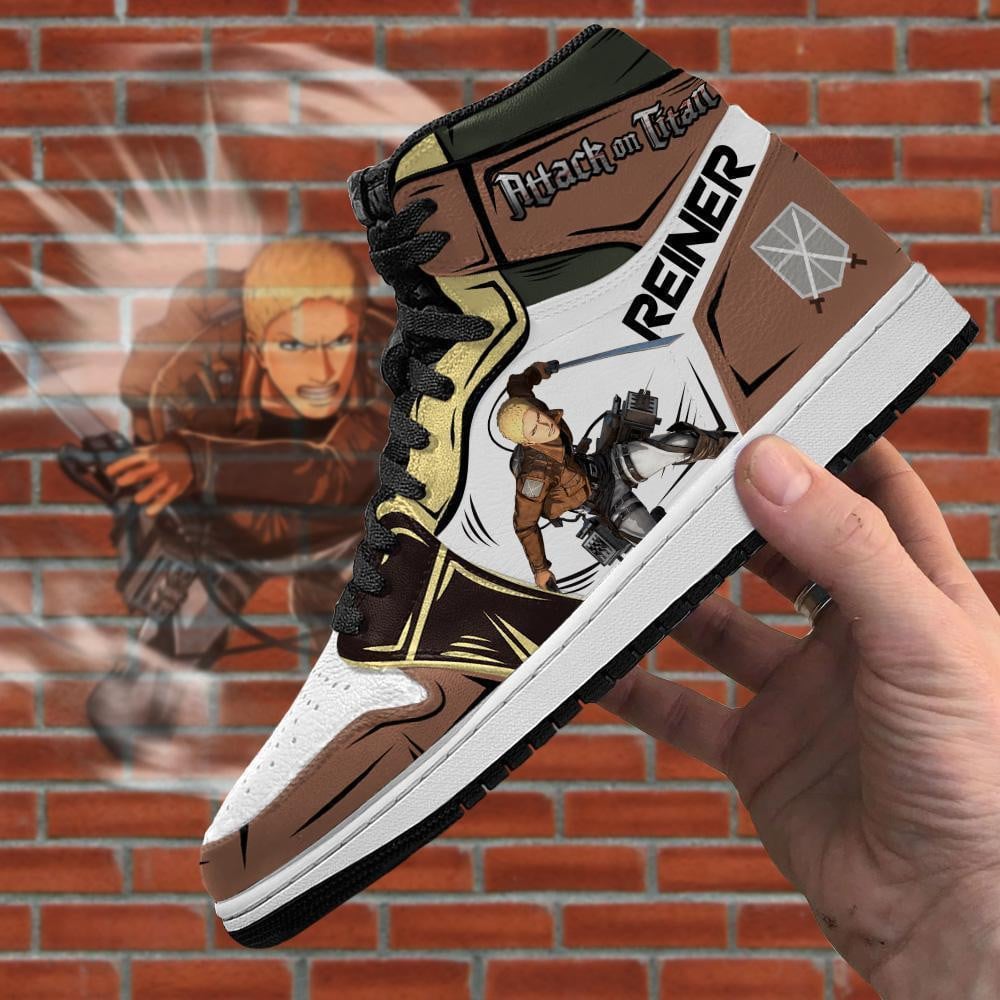 Reiner Braun JD1s Sneakers Attack On Titan Anime JD1s Sneakers, Air Jordan Hightop
